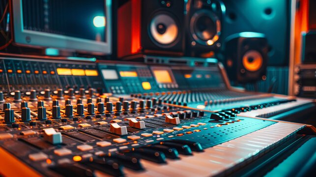 Audio mixing console at Doremi Fusion Music Studio